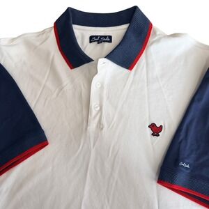 NEW Bad Birdie Pique Polo Golf Shirt Mens XL White Blue Red USA Short Sleeve